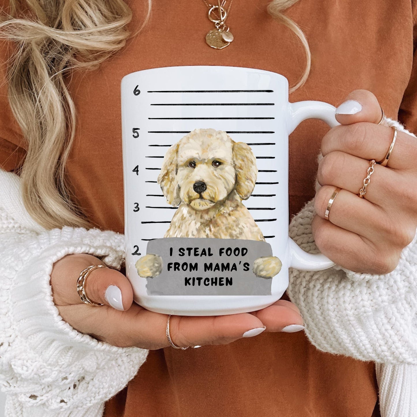 Goldendoodle Mugshot Mug - MerikaArt