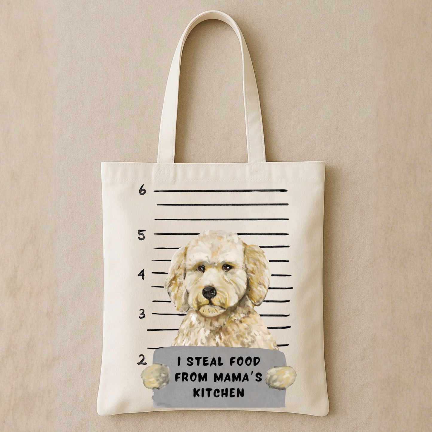 Goldendoodle Mugshot Tote Bag - MerikaArt