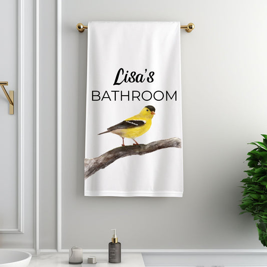 Goldfinch Bathroom Towel - MerikaArt