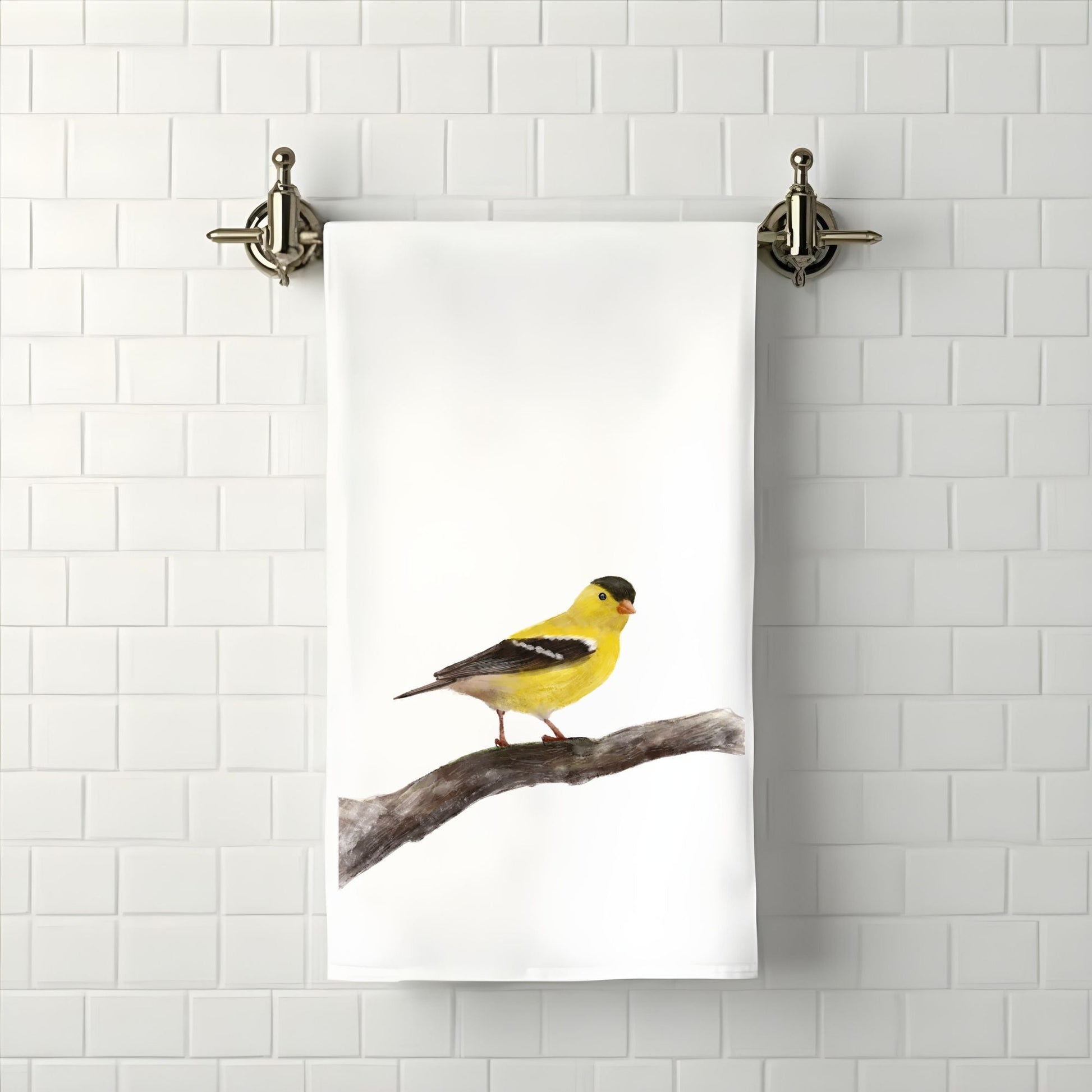 Goldfinch Bathroom Towel - MerikaArt