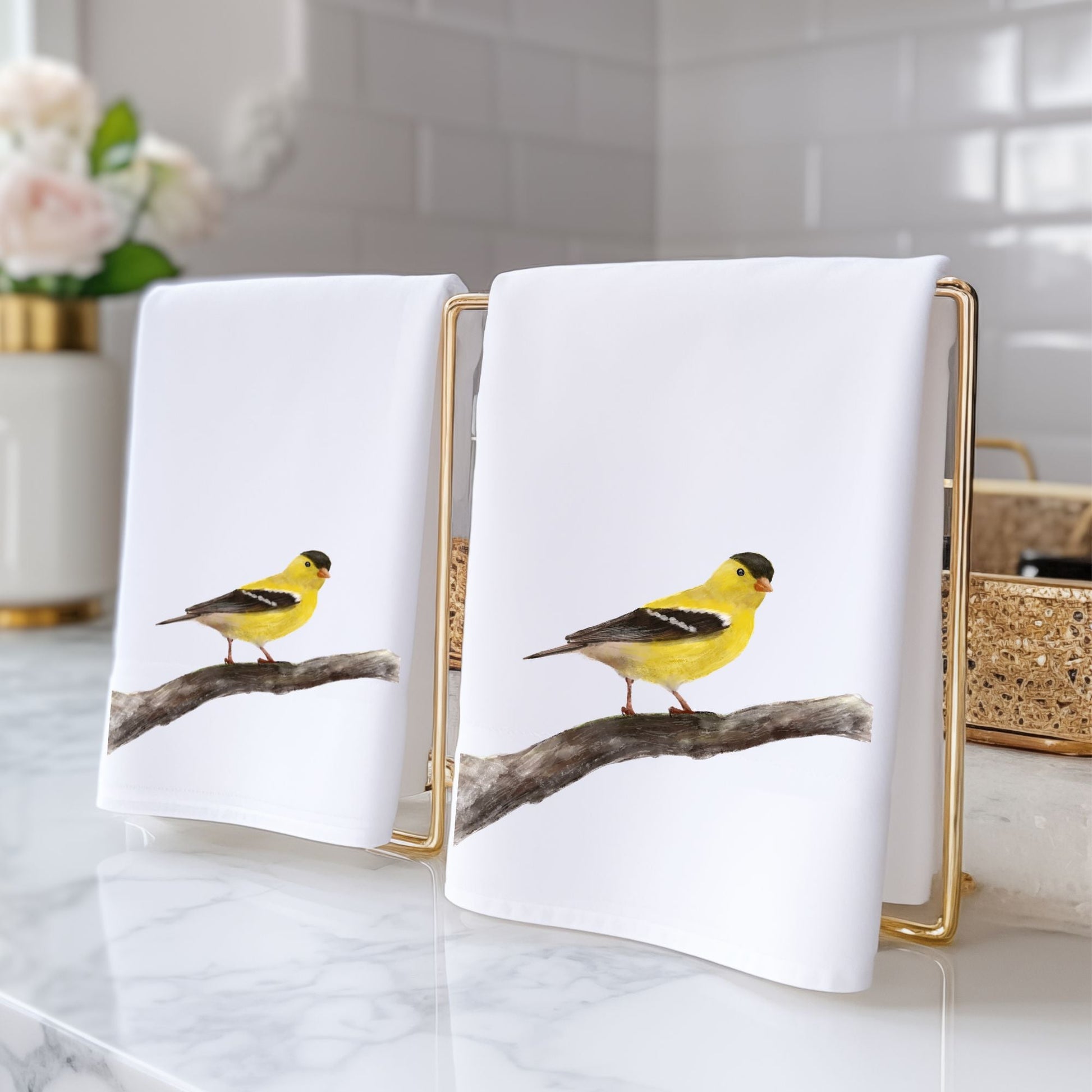 Goldfinch Bathroom Towel - MerikaArt