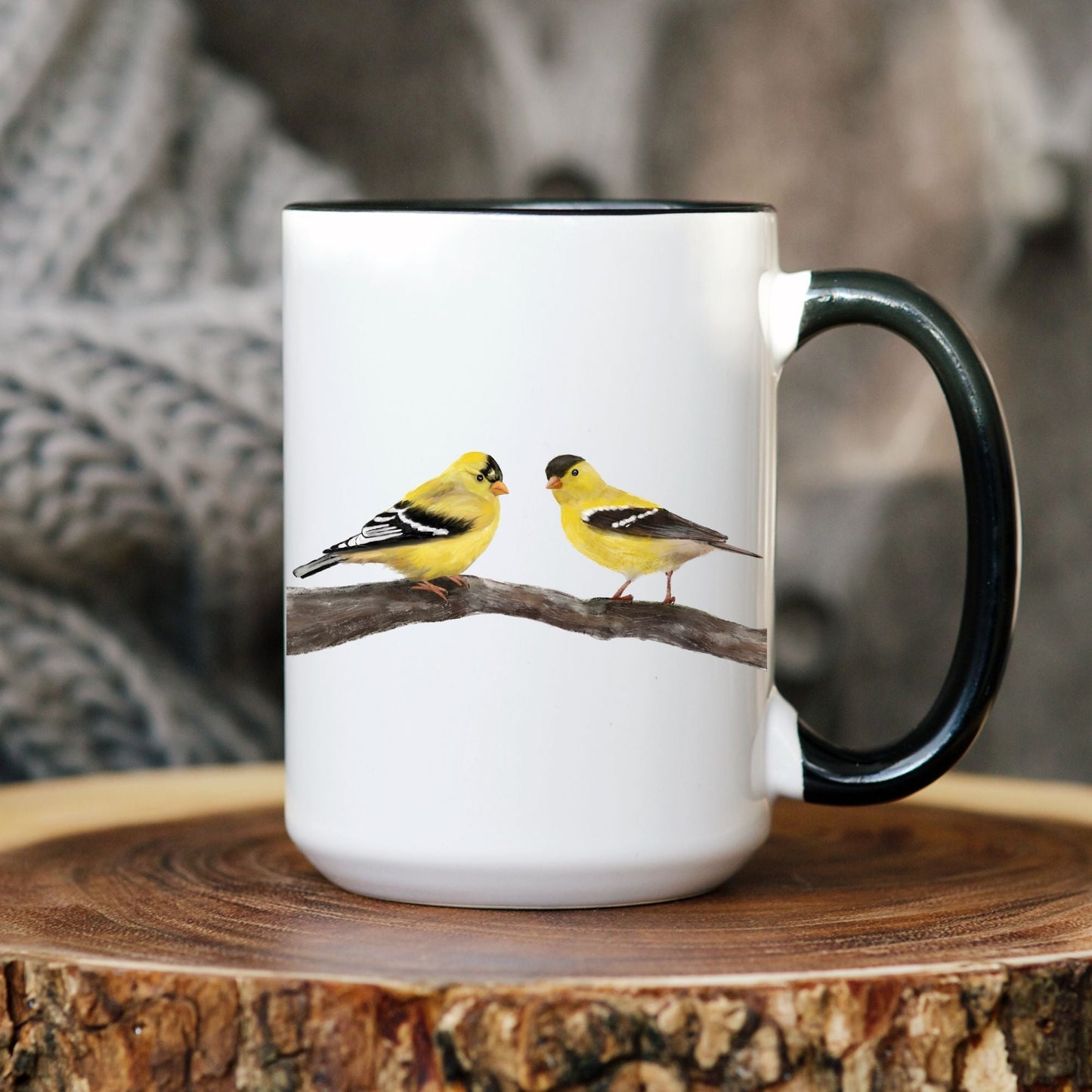 Goldfinch Pair Ceramic Coffee Mug - MerikaArt