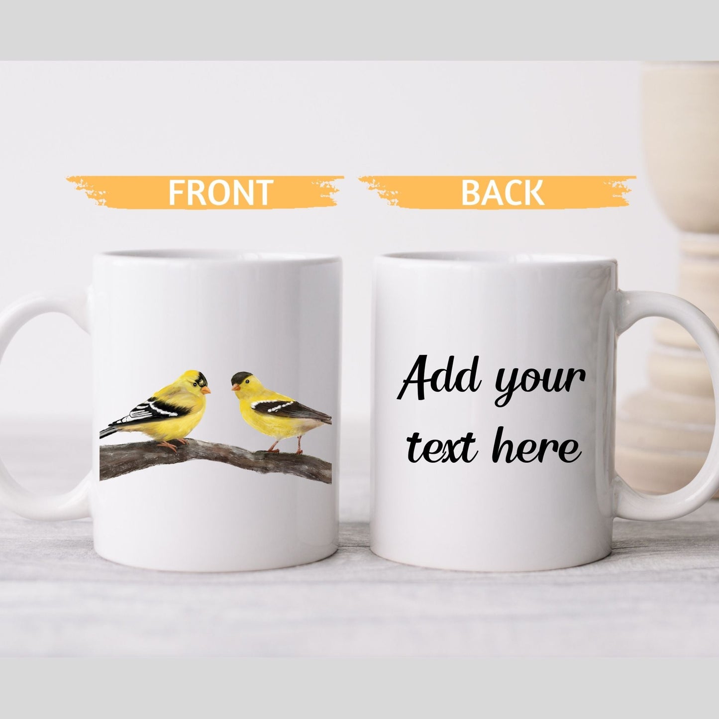 Goldfinch Pair Ceramic Coffee Mug - MerikaArt