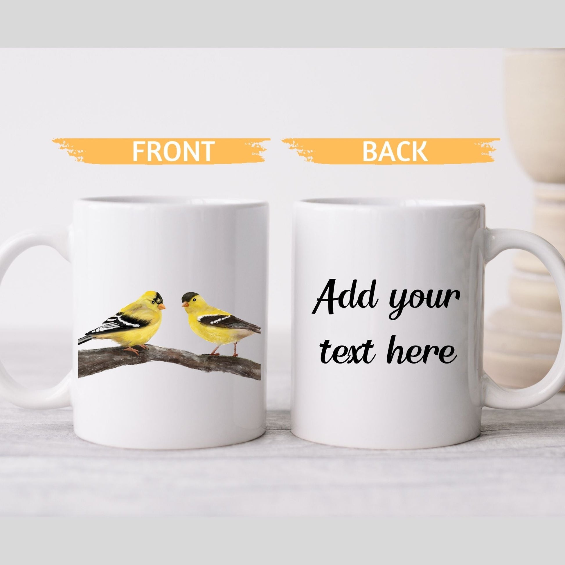 Goldfinch Pair Ceramic Coffee Mug - MerikaArt