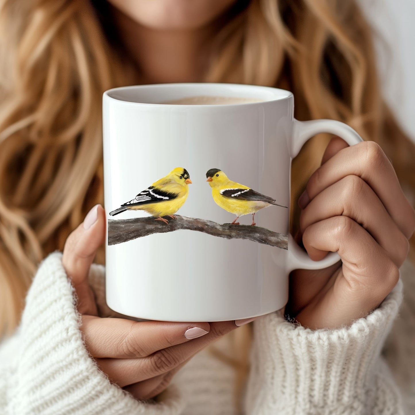 Goldfinch Pair Ceramic Coffee Mug - MerikaArt