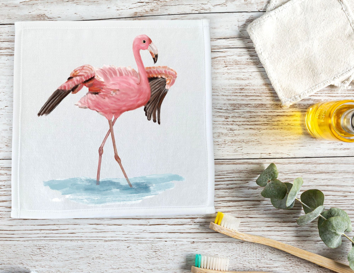 Graceful Flamingo Washcloth – A Splash of Elegance - MerikaArt