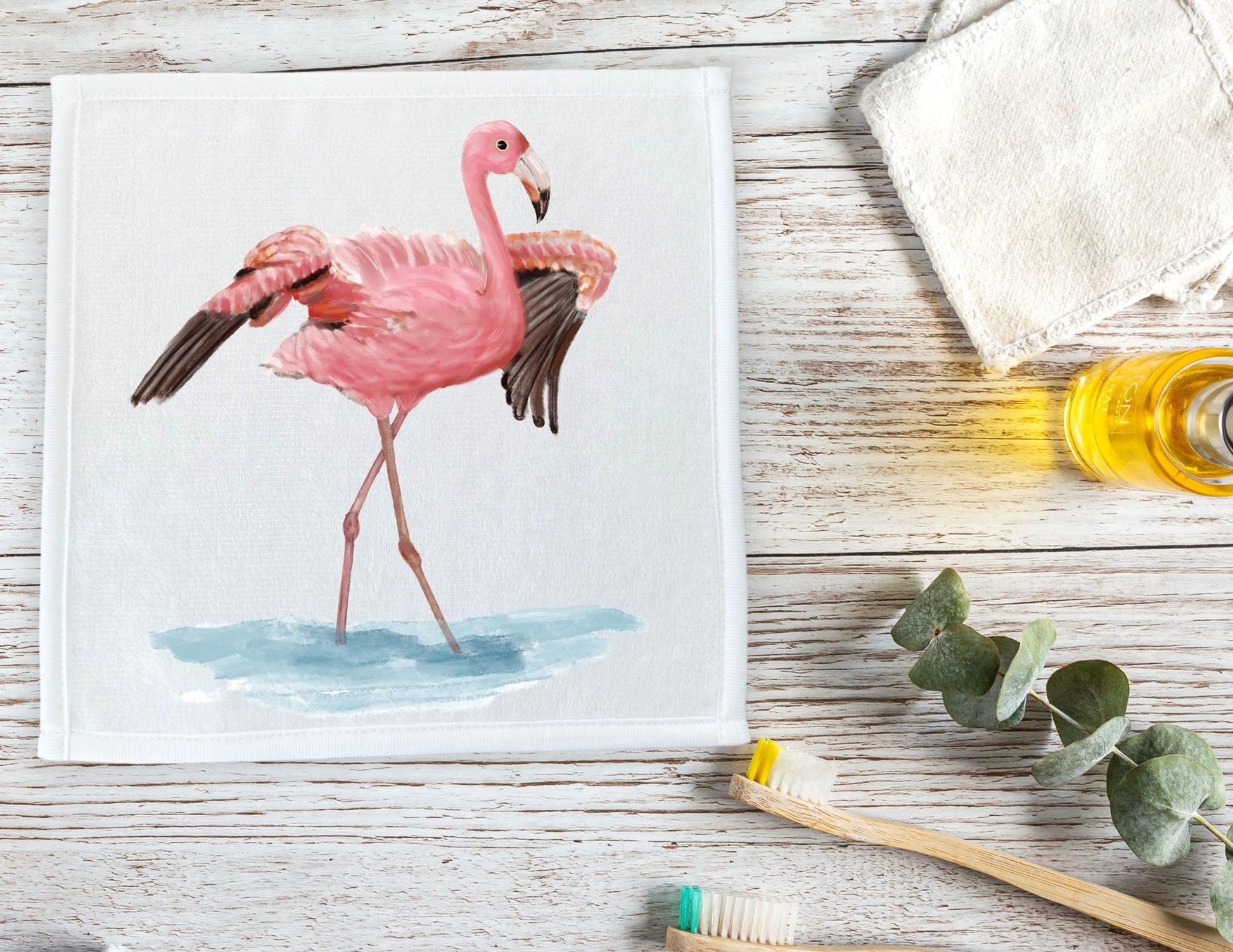 Graceful Flamingo Washcloth – A Splash of Elegance - MerikaArt