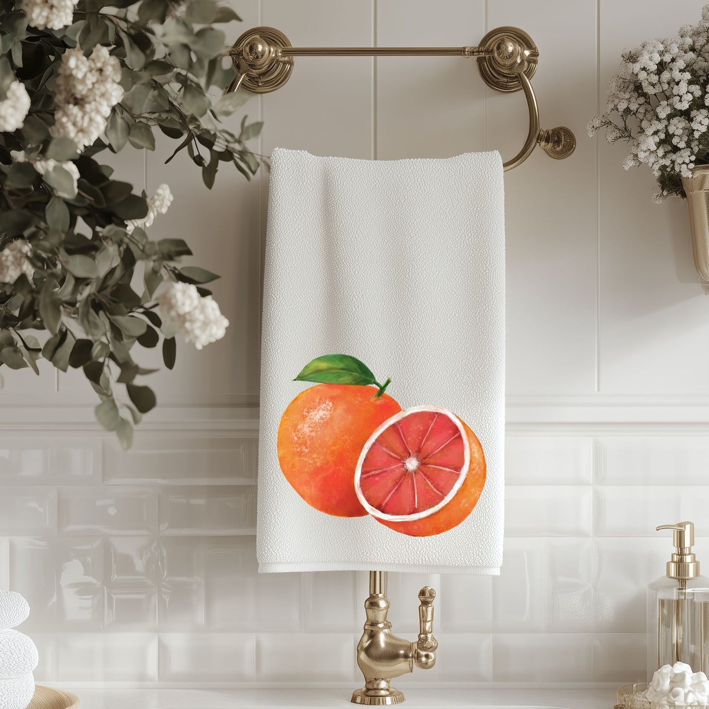 Grapefruit Fruit Bathroom Towel - MerikaArt