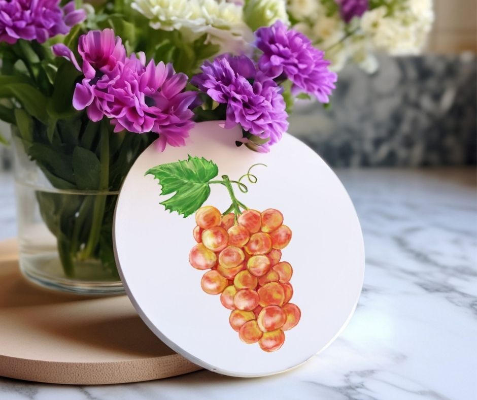 Grapes Ceramic Coaster - MerikaArt