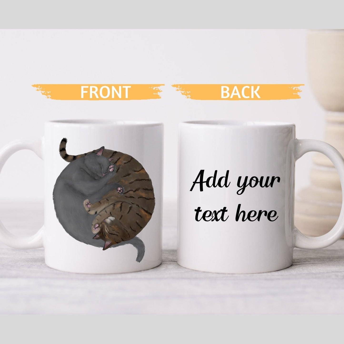 Gray and Tabby Sleeping Cats Mug - MerikaArt