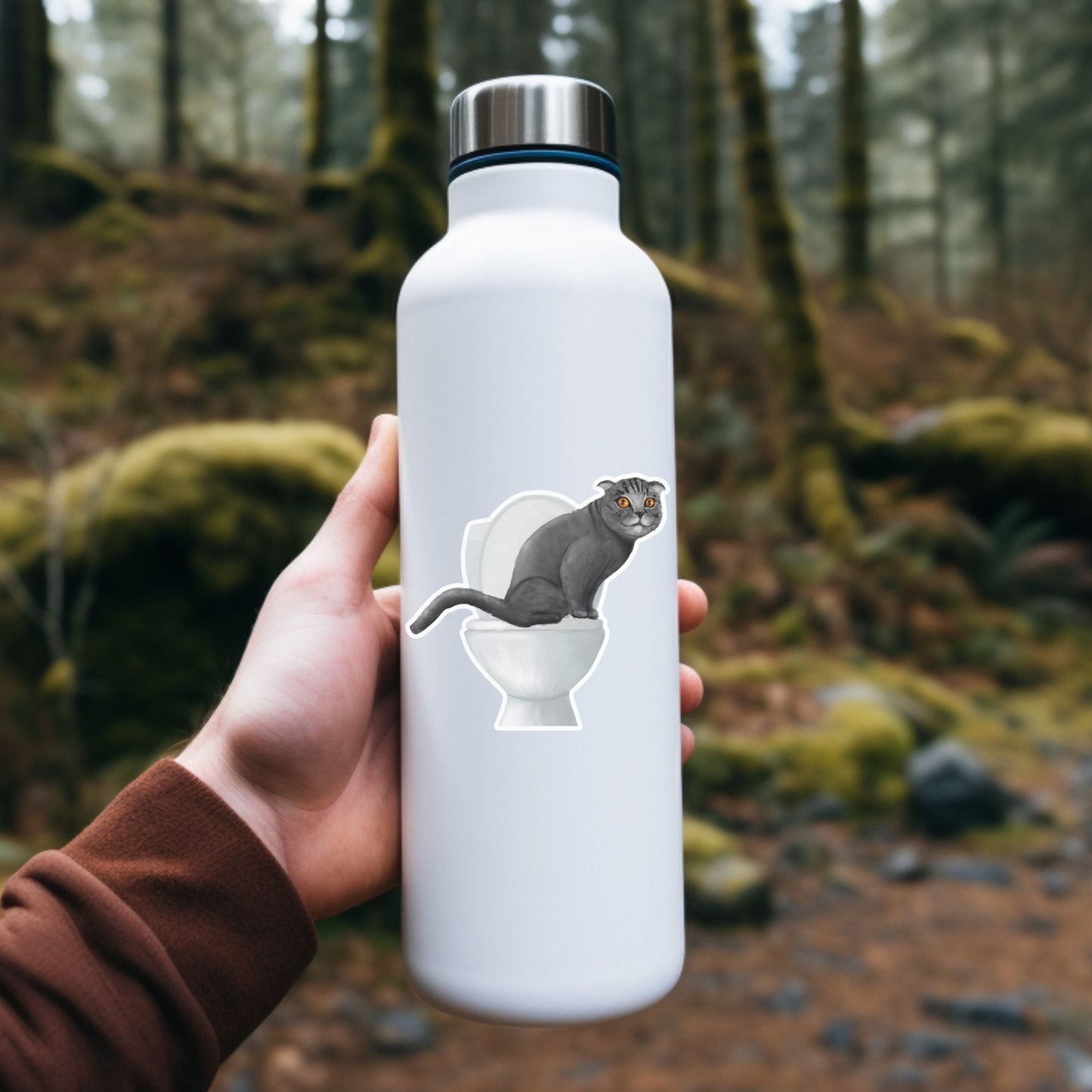 Gray Cat Vinyl Sticker - MerikaArt