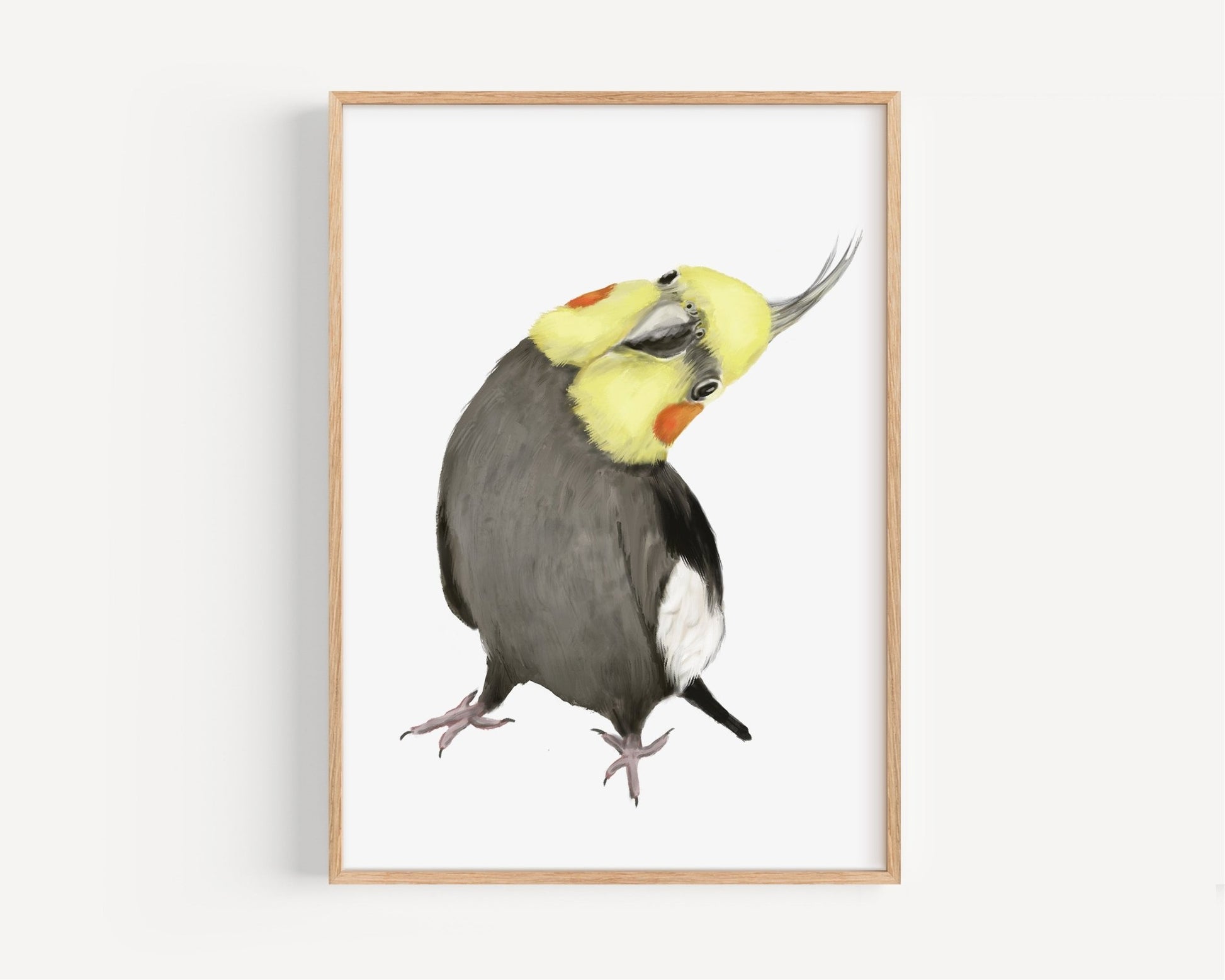 Gray Cockatiel Wall Art Print – Classic Parrot Illustration for Bird Lovers - MerikaArt