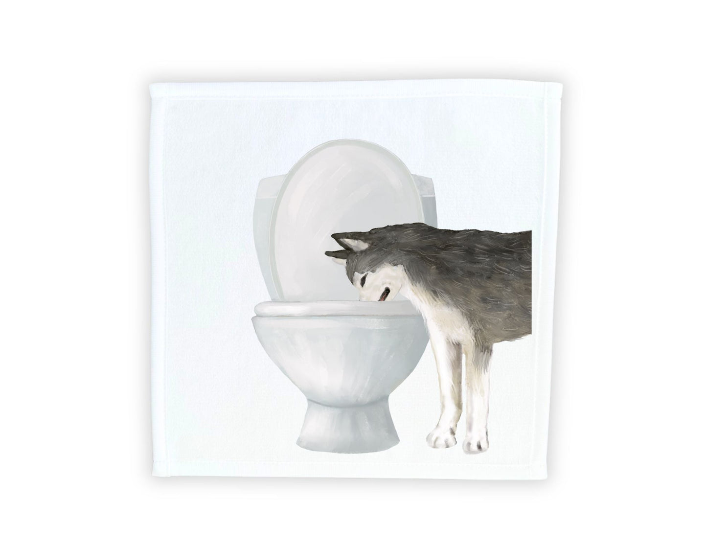 Gray Husky Toilet Washcloth - MerikaArt