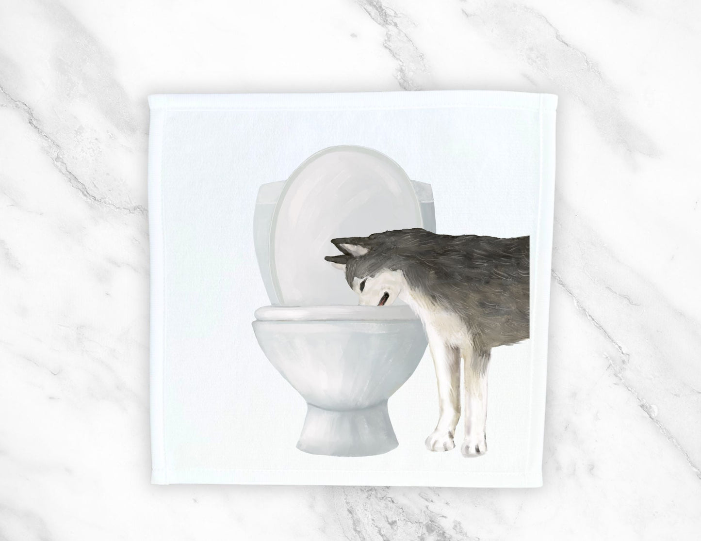 Gray Husky Toilet Washcloth - MerikaArt