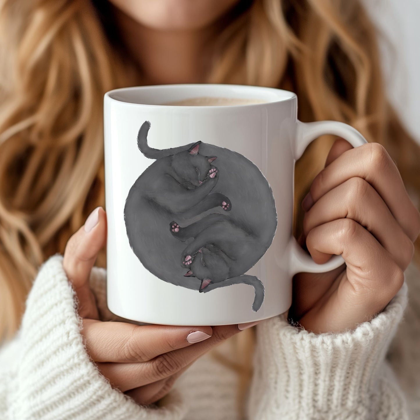 Gray Sleeping Cats Mug - MerikaArt