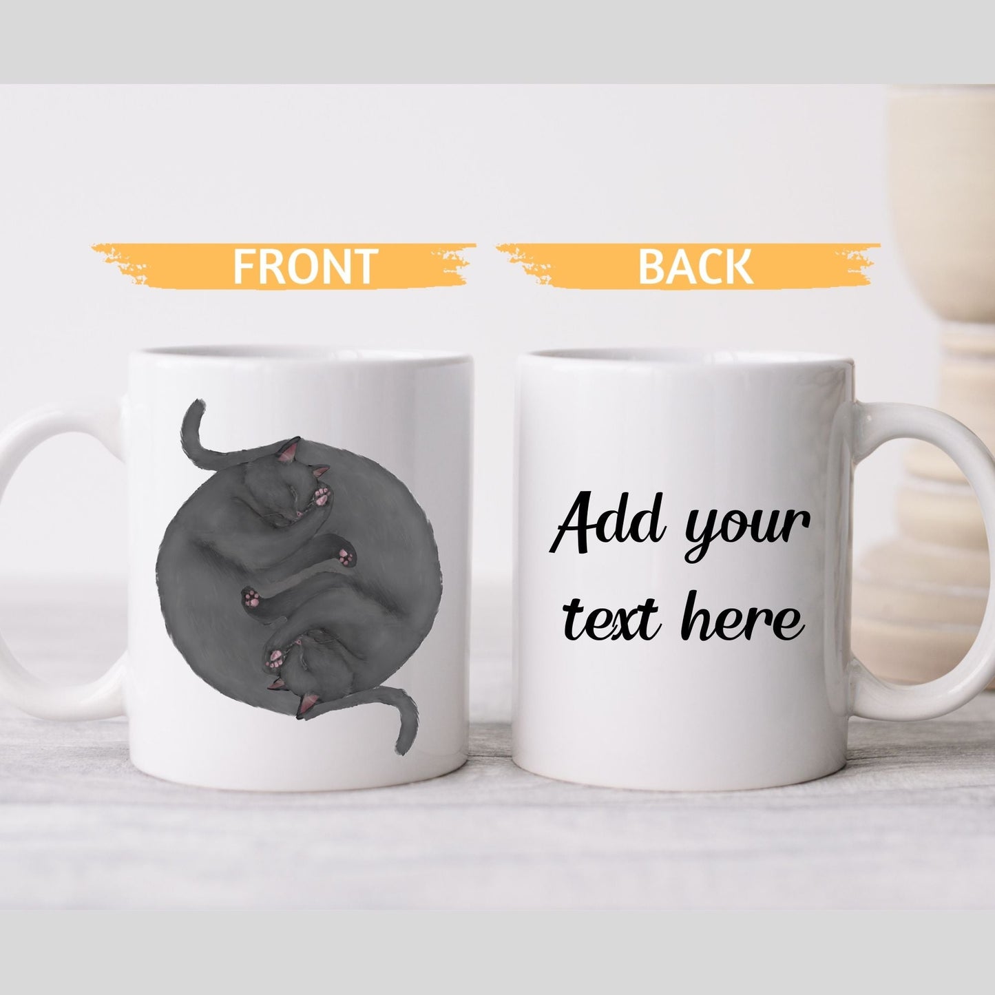 Gray Sleeping Cats Mug - MerikaArt