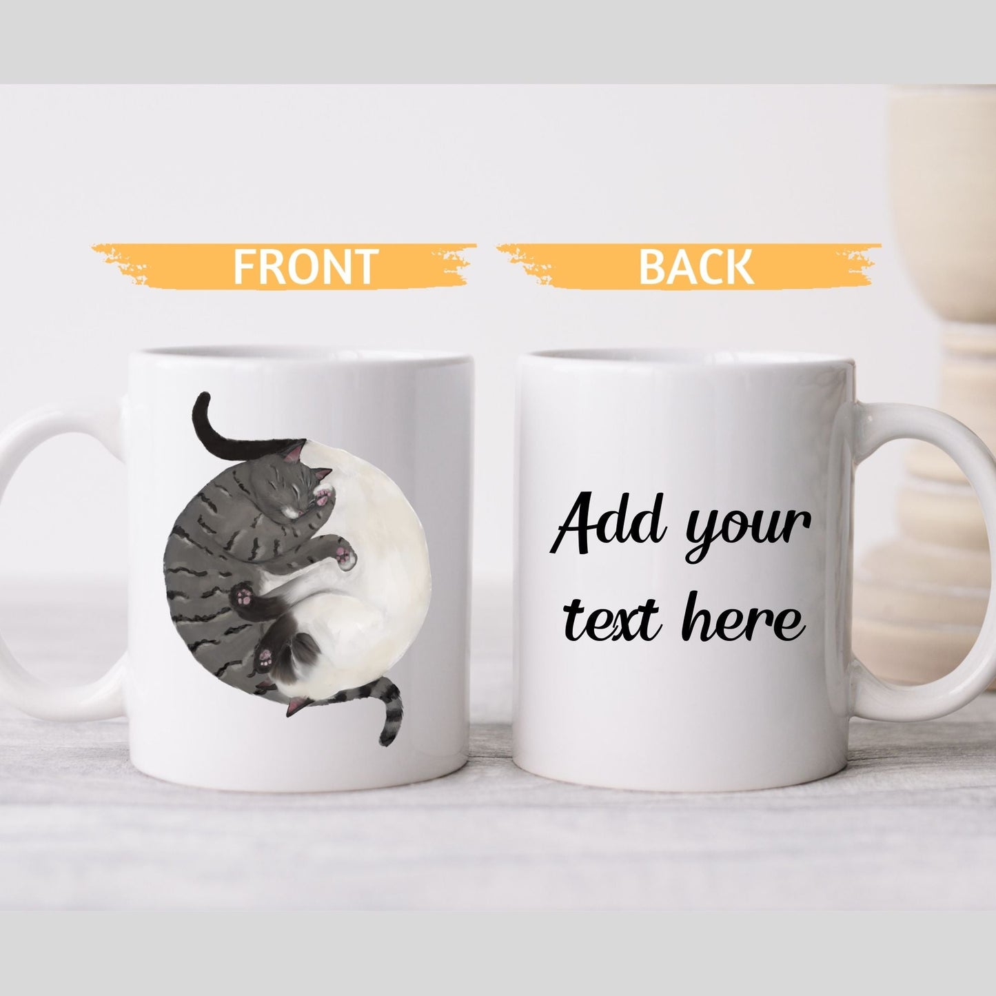 Gray Tabby and Siamese Sleeping Cats Mug - MerikaArt