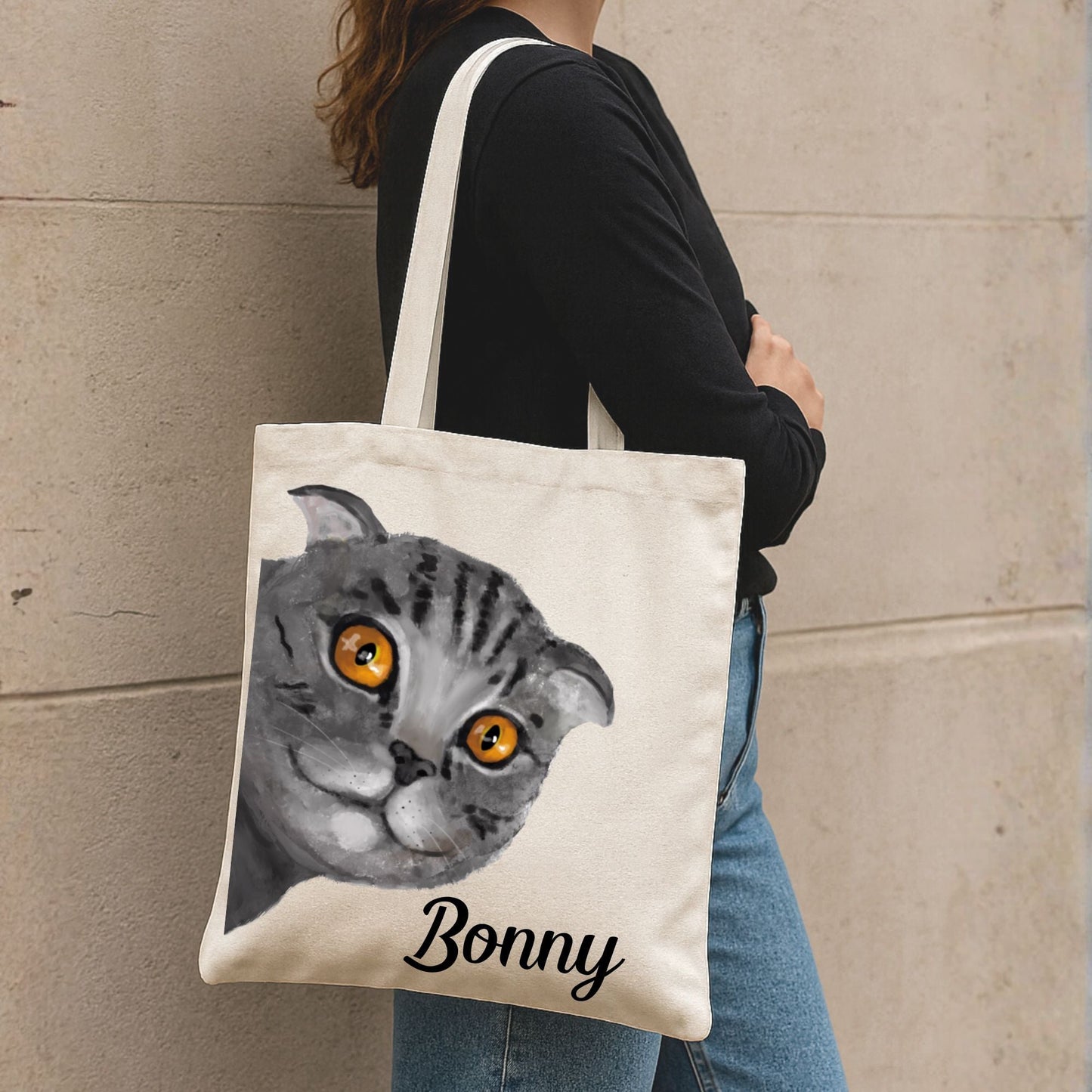Gray Tabby Cat Tote Bag - MerikaArt