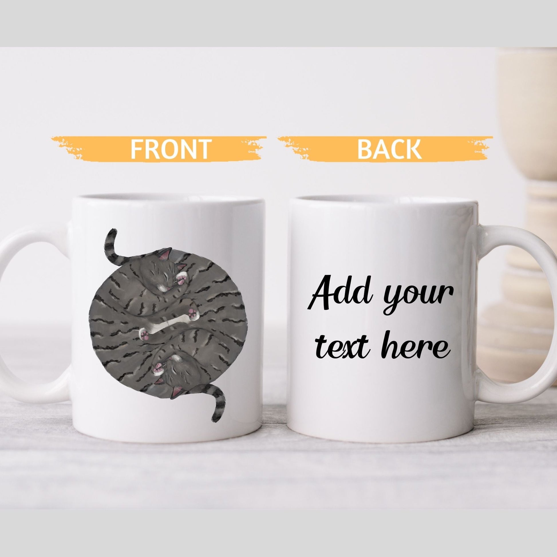Gray Tabby Sleeping Cats Mug - MerikaArt