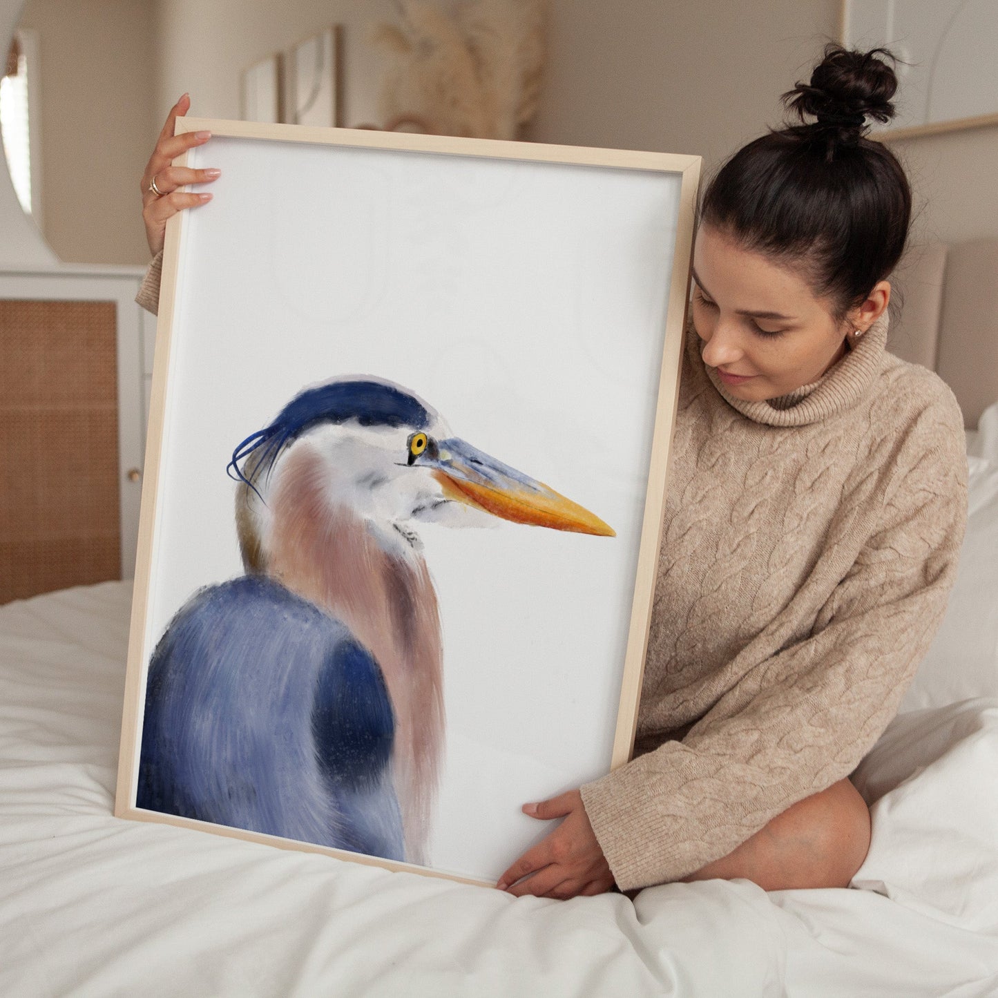 Great Blue Heron Art Print – Elegant Water Bird Decor - MerikaArt