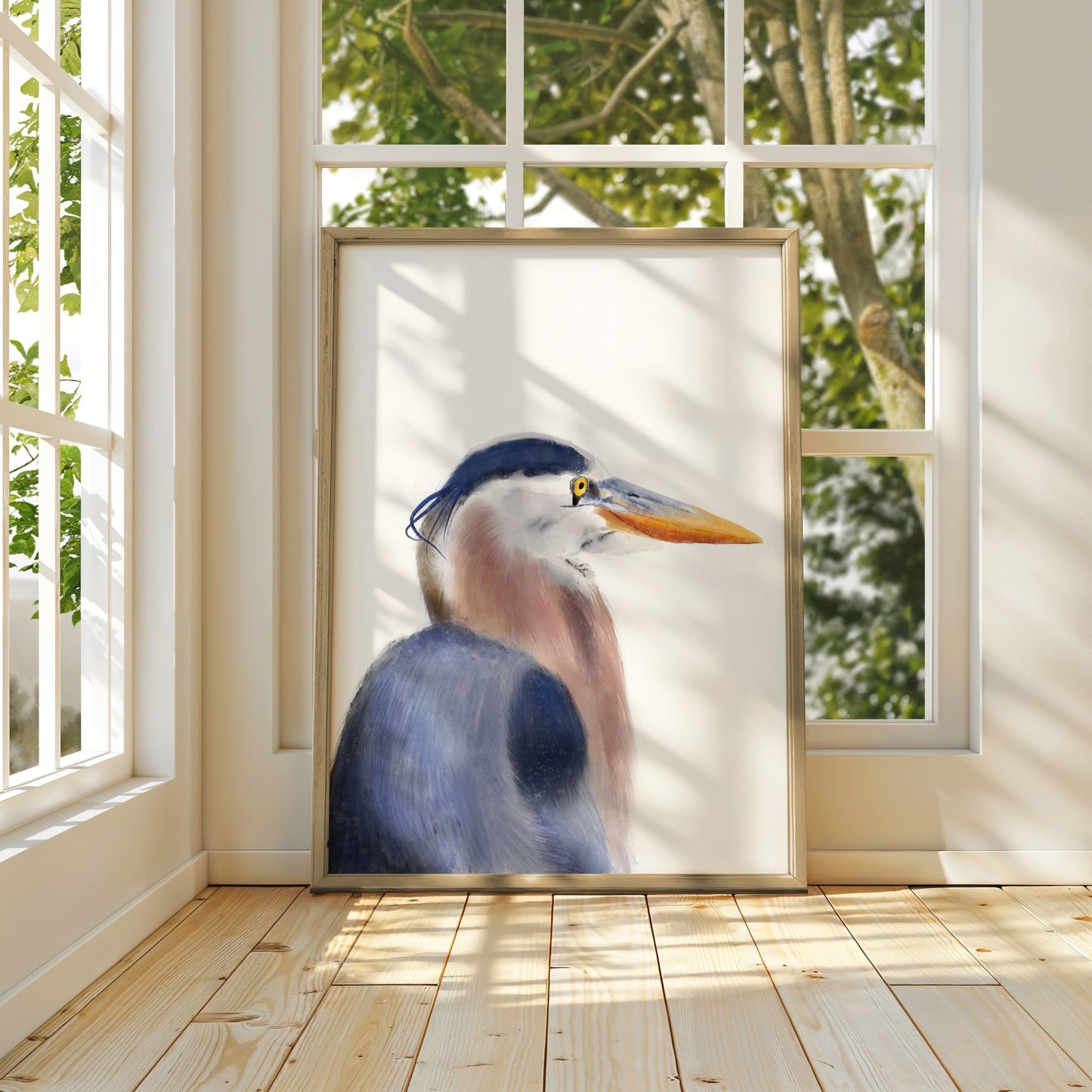 Great Blue Heron Art Print – Elegant Water Bird Decor - MerikaArt