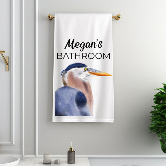 Great Blue Heron Bathroom Towel - MerikaArt