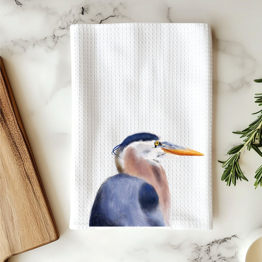 Great Blue Heron Kitchen Towel - MerikaArt