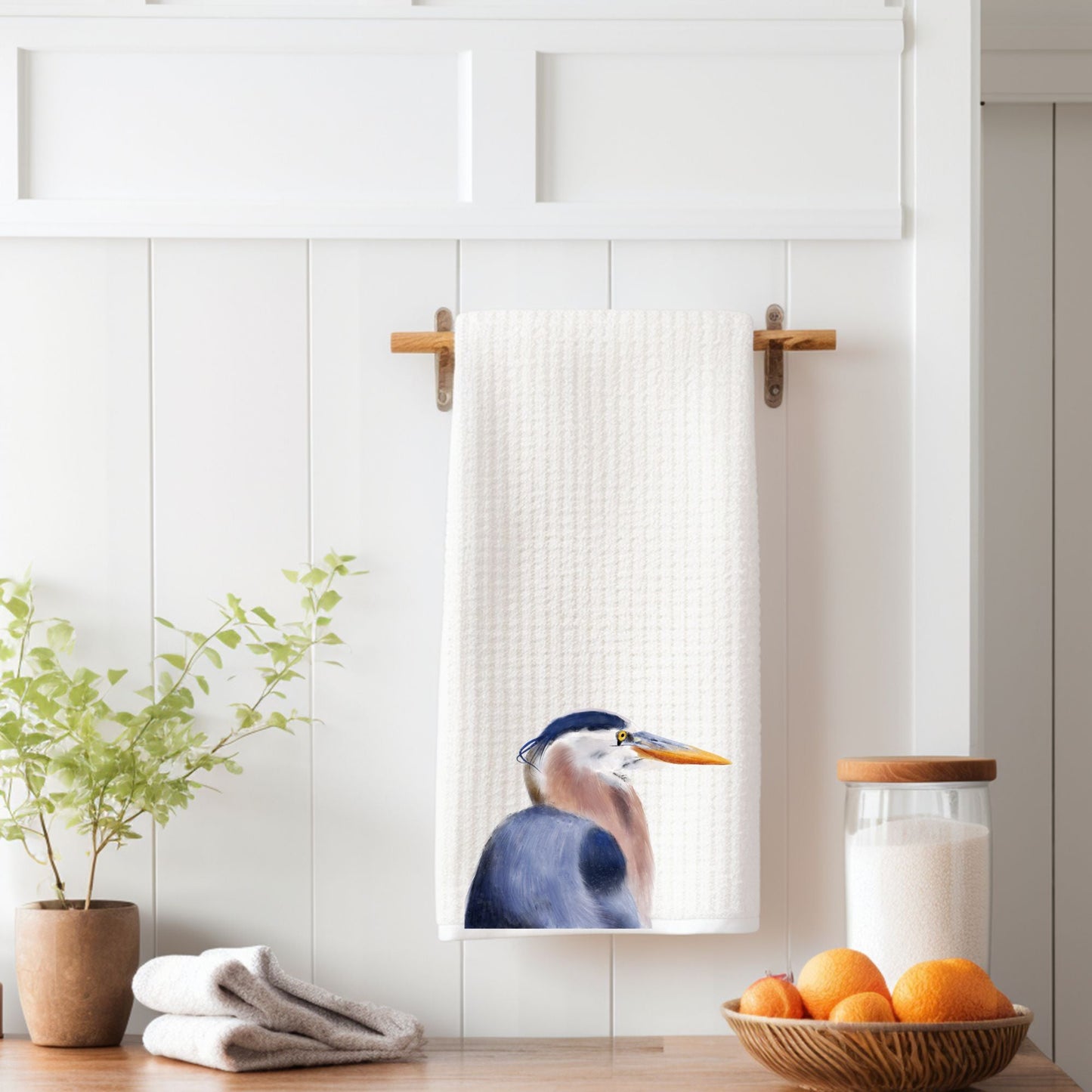 Great Blue Heron Kitchen Towel - MerikaArt