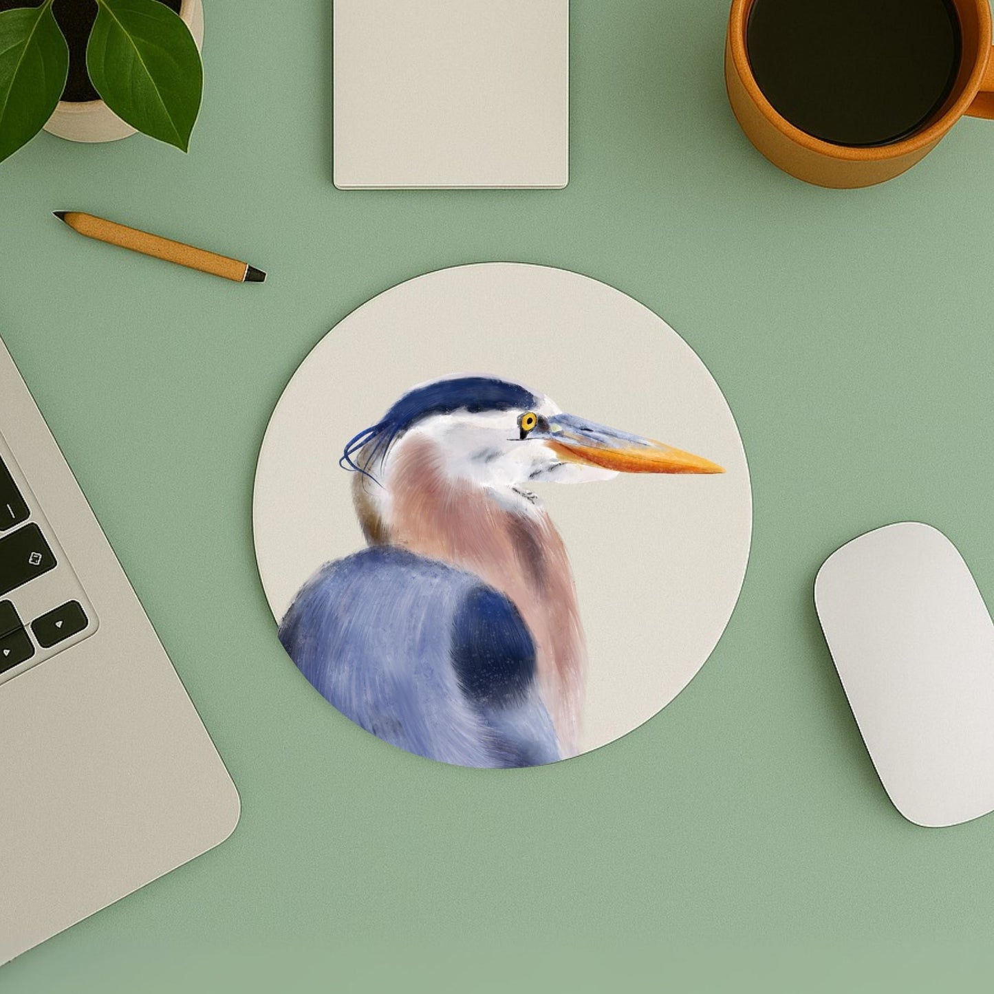 Great Blue Heron Mousepad - MerikaArt