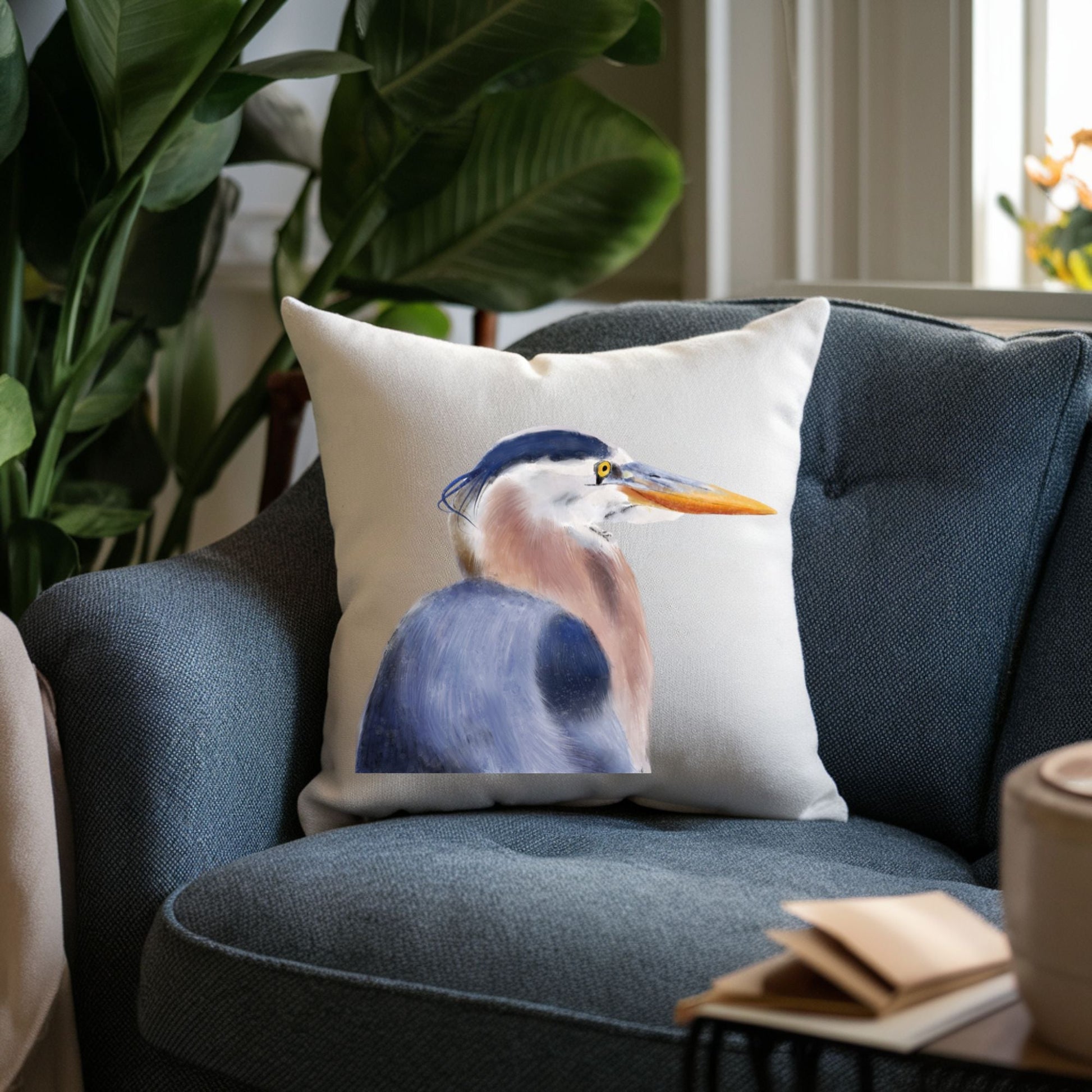 Great Blue Heron Pillow - MerikaArt