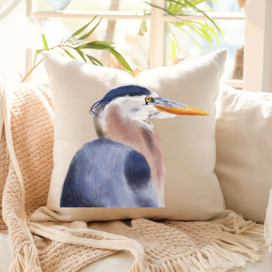 Great Blue Heron Pillow - MerikaArt
