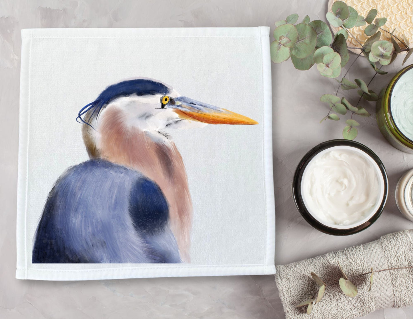 Great Blue Heron Washcloth - MerikaArt