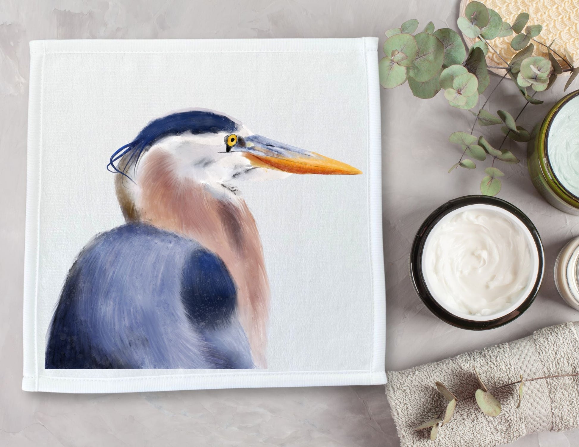 Great Blue Heron Washcloth - MerikaArt