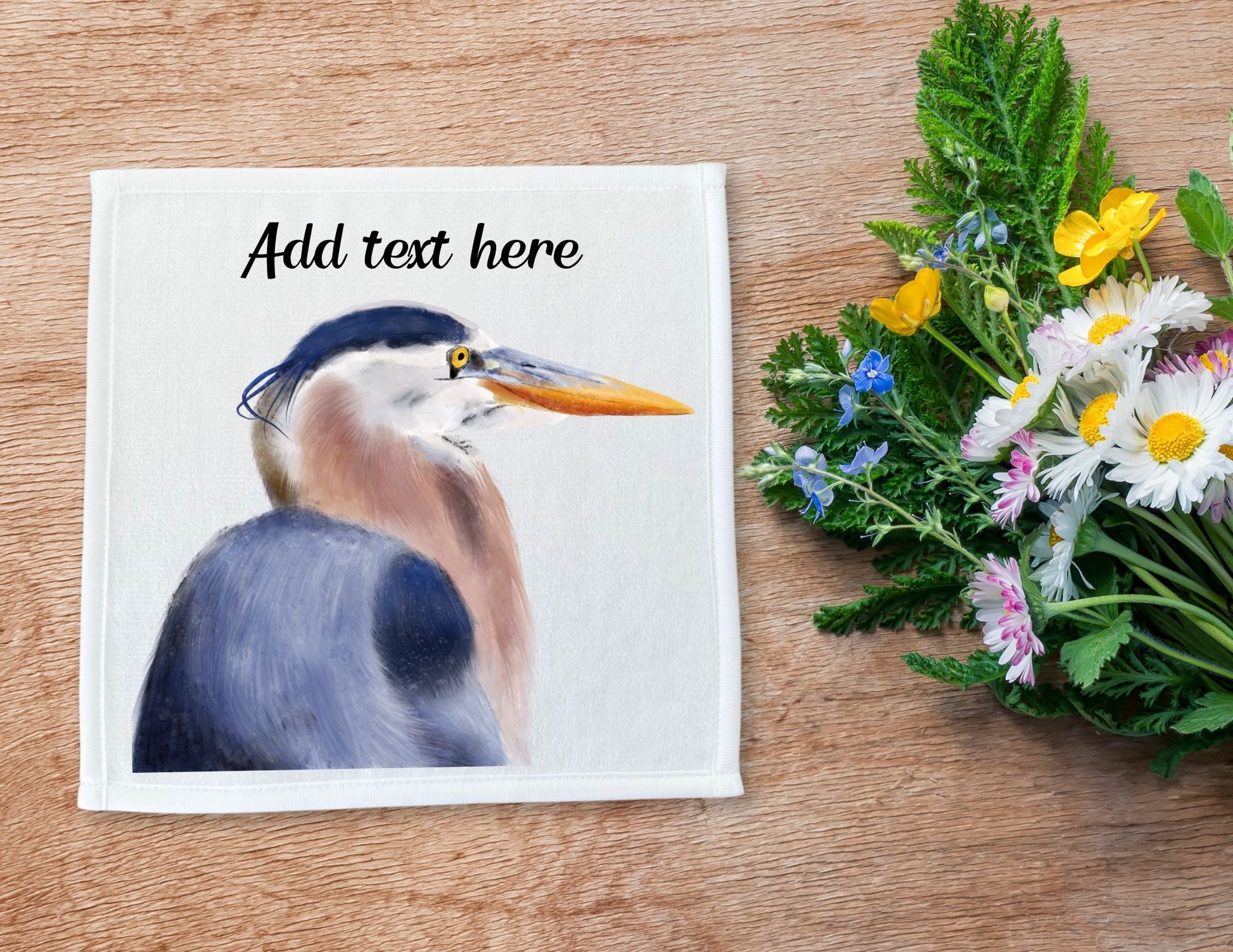 Great Blue Heron Washcloth - MerikaArt