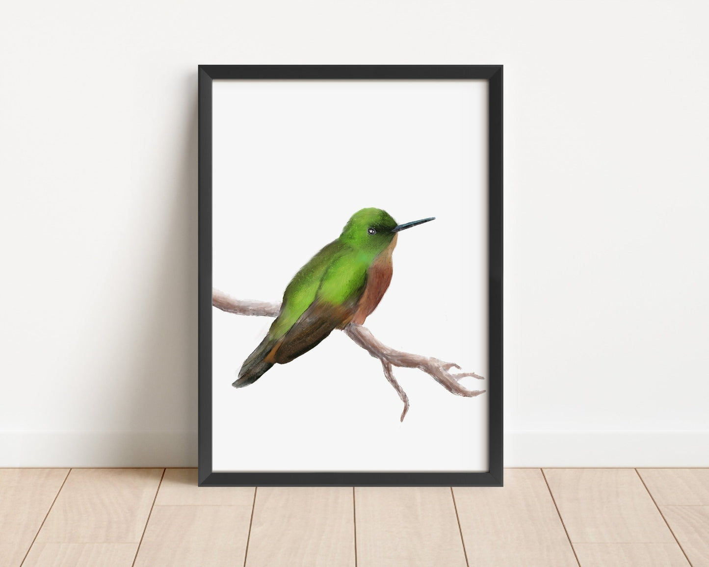Green and Brown Hummingbird Art Print – Nature - Inspired Bird Decor - MerikaArt