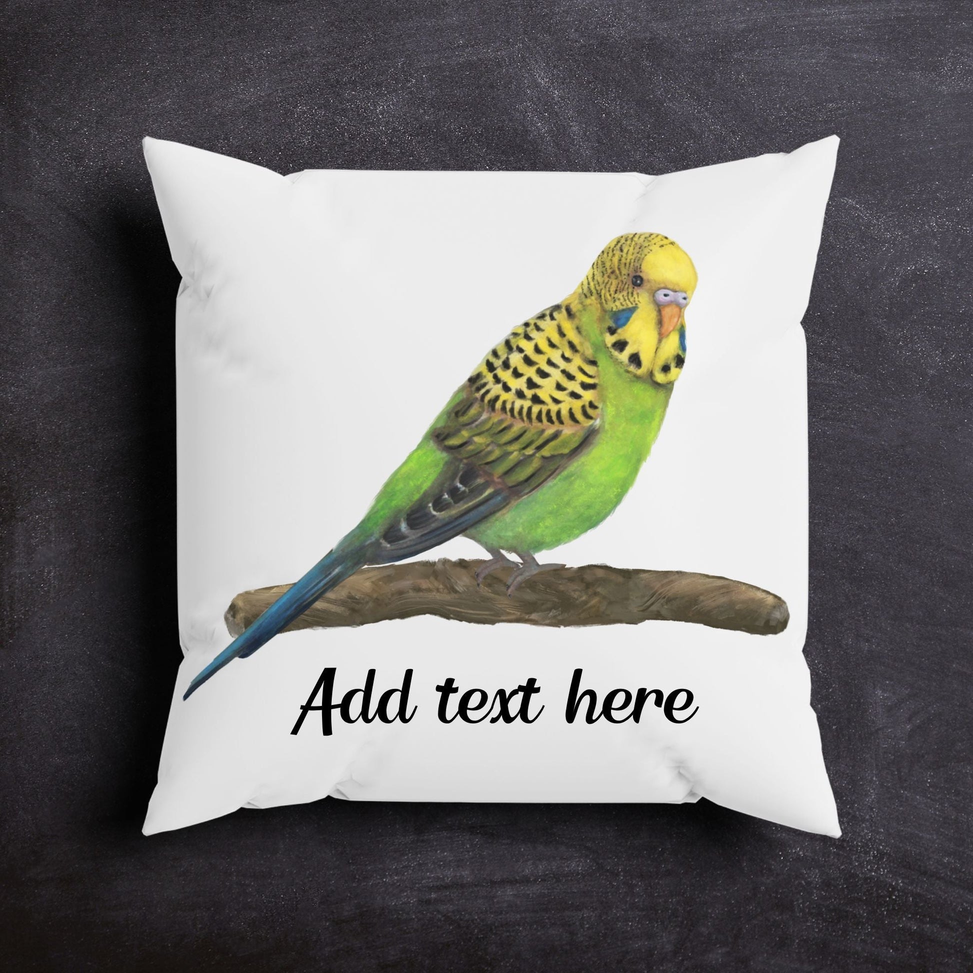 Green Budgie Pillow - MerikaArt