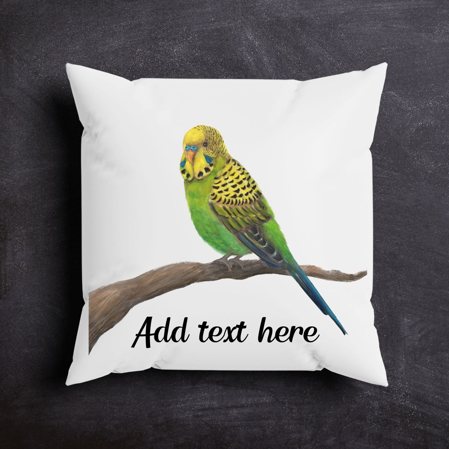 Green Budgie Pillow - MerikaArt