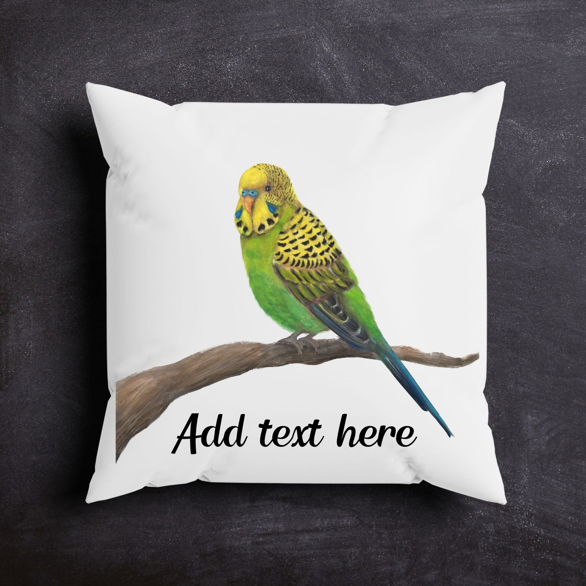 Green Budgie Pillow - MerikaArt