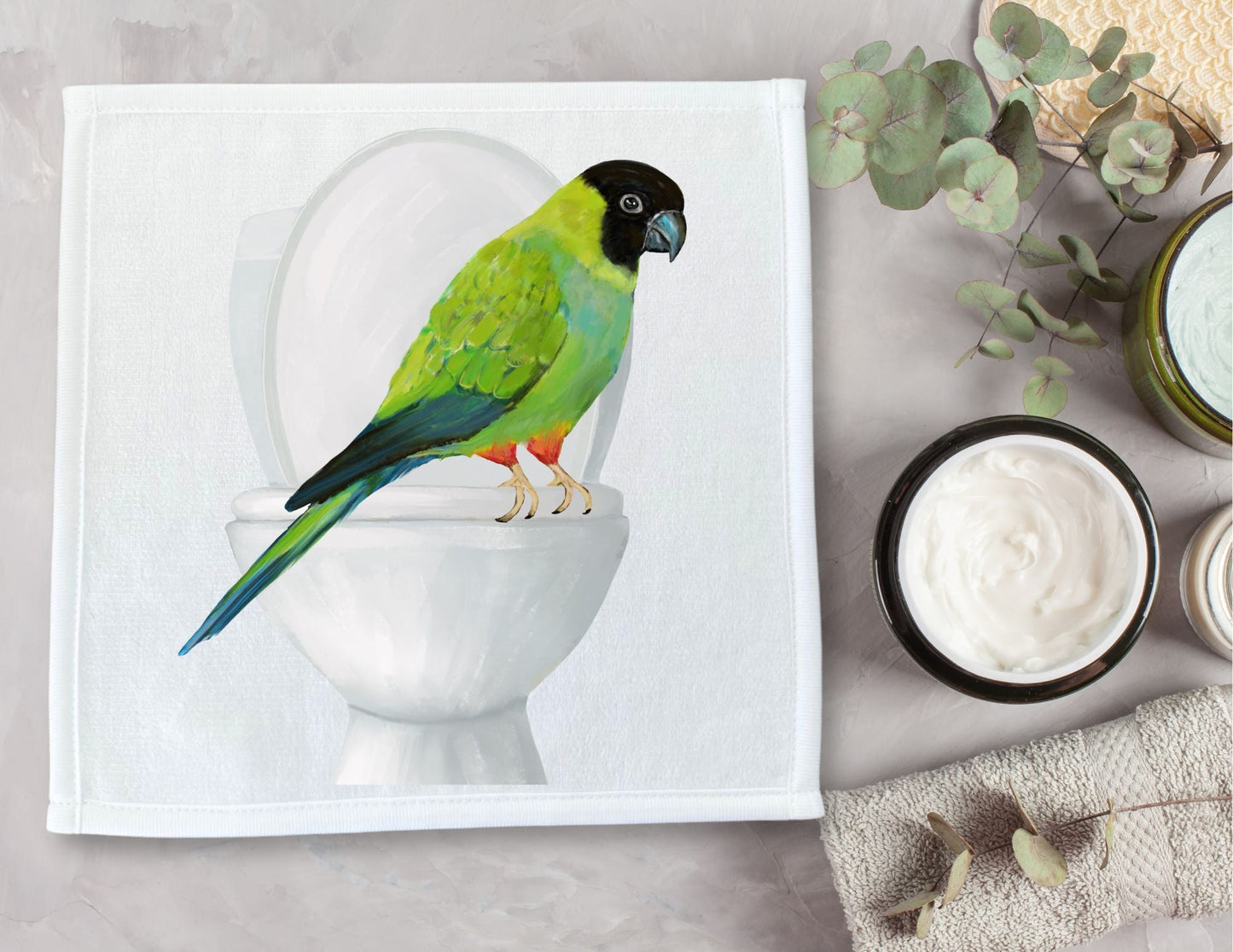 Green Conure Toilet Perch Washcloth – A Hilarious Bird Lover's Delight - MerikaArt
