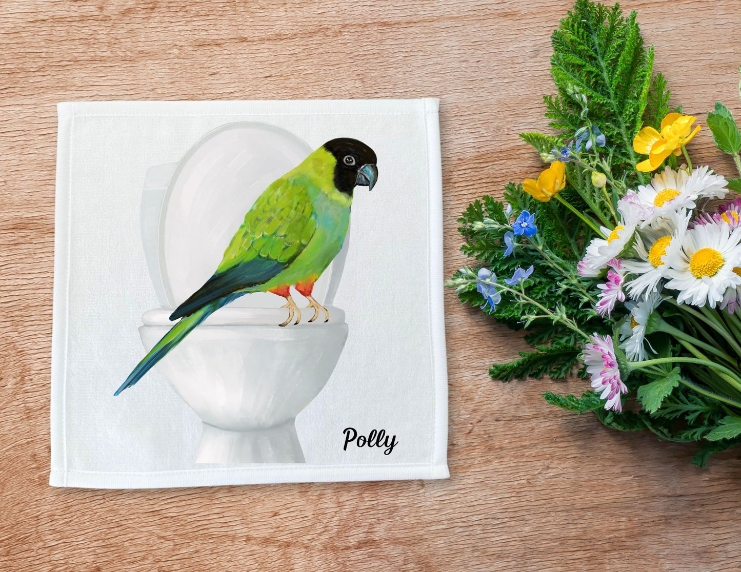 Green Conure Toilet Perch Washcloth – A Hilarious Bird Lover's Delight - MerikaArt