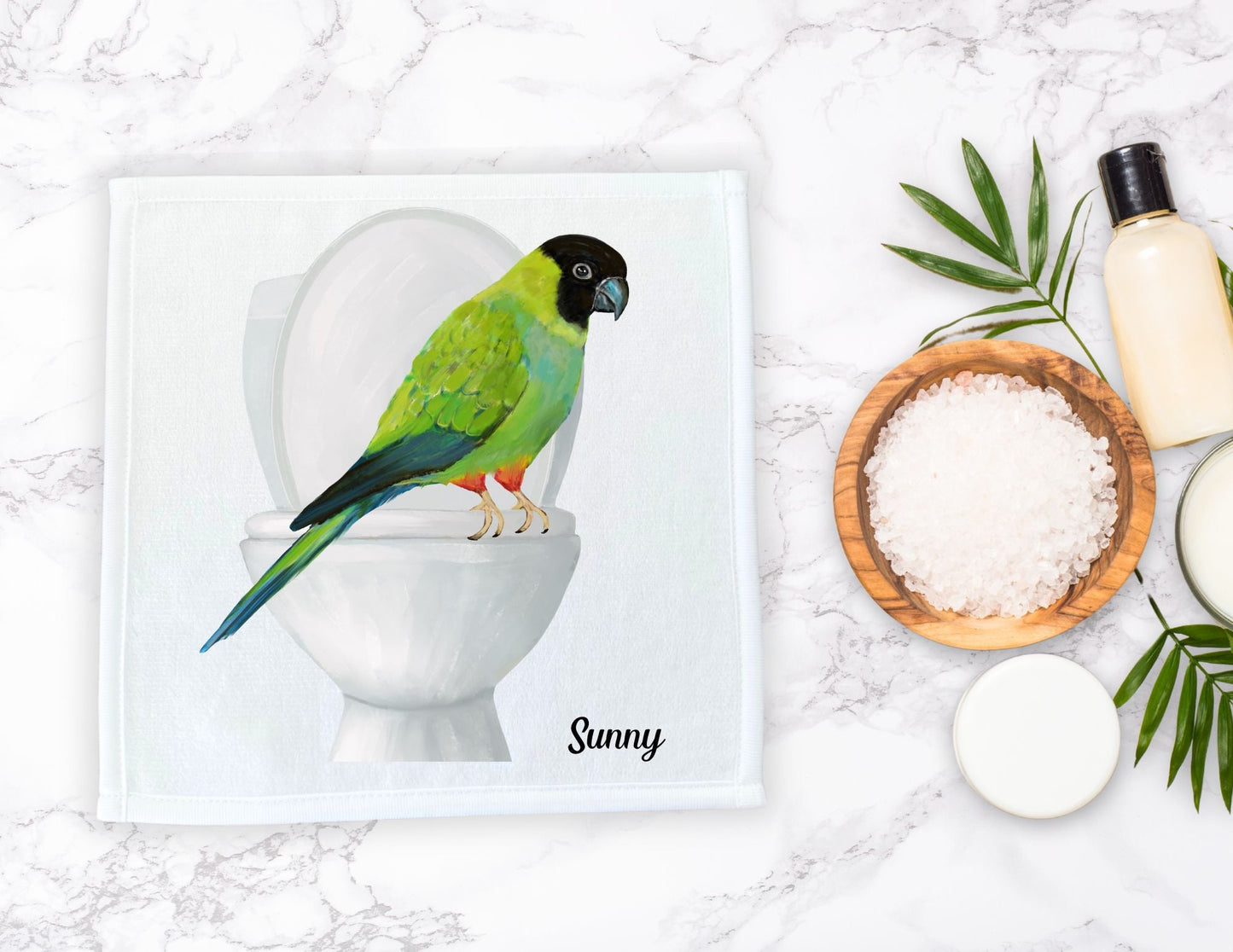 Green Conure Toilet Perch Washcloth – A Hilarious Bird Lover's Delight - MerikaArt