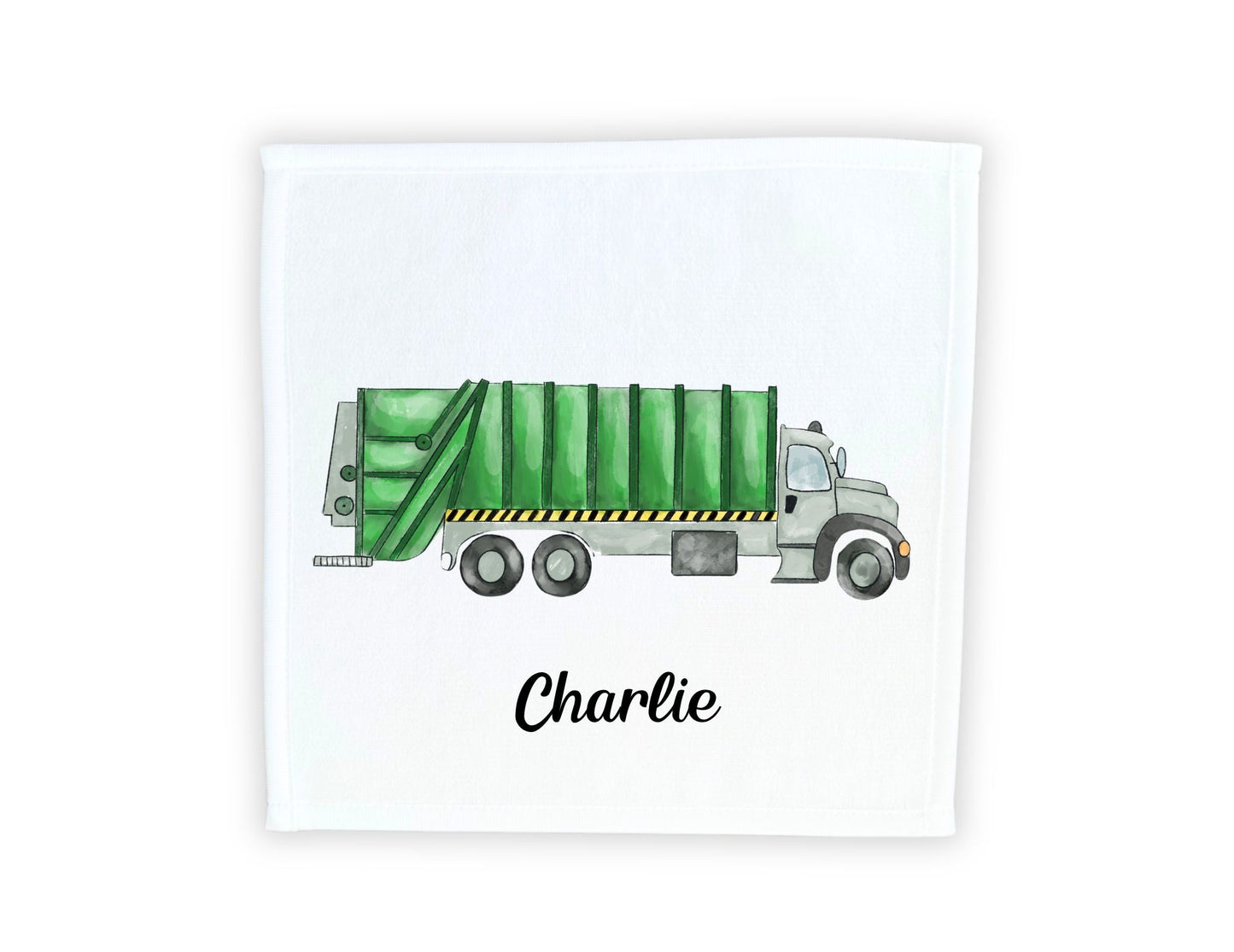 Green Garbage Truck Washcloth - MerikaArt