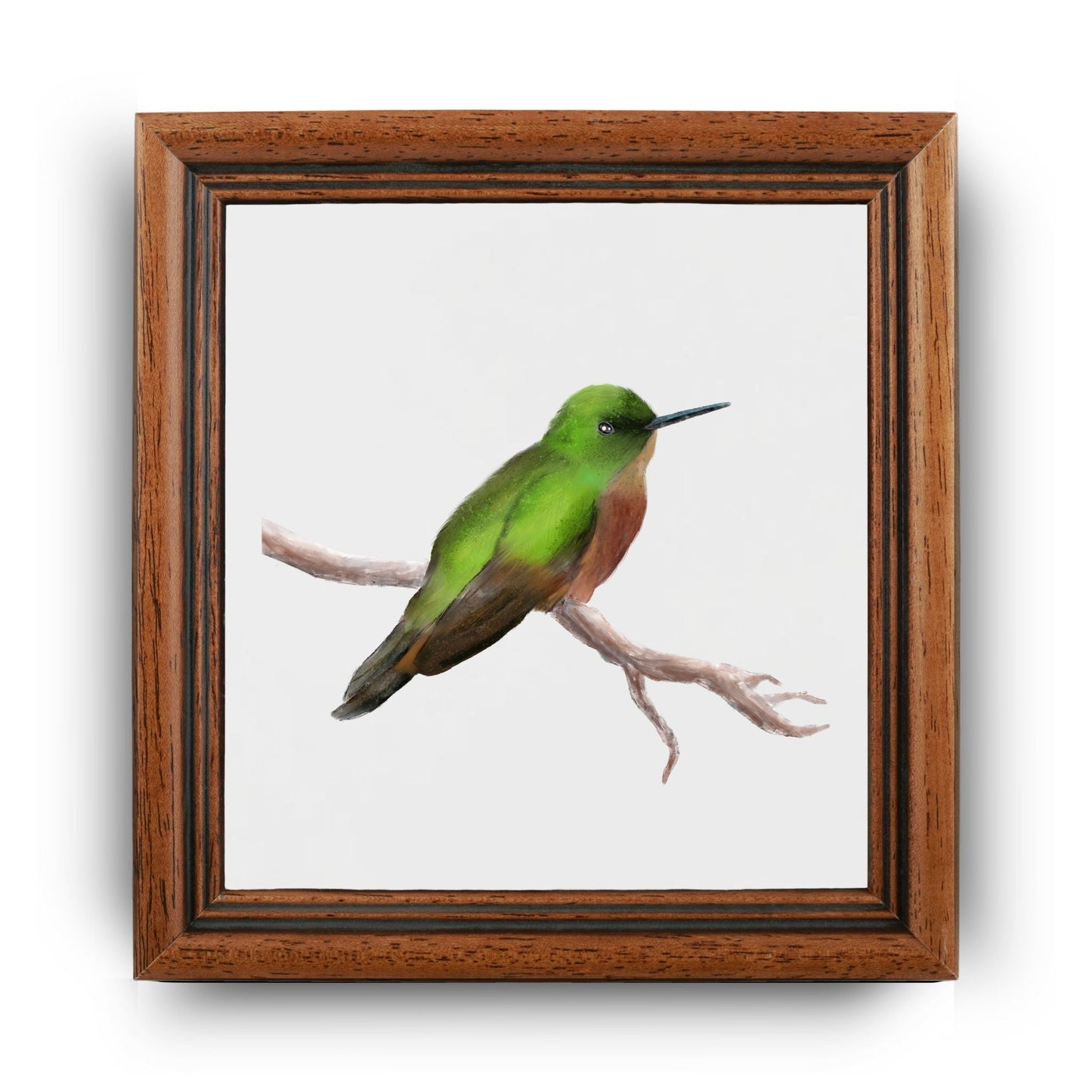 Green Hummingbird Ceramic Tile – Handcrafted Bird Lover Artwork - MerikaArt