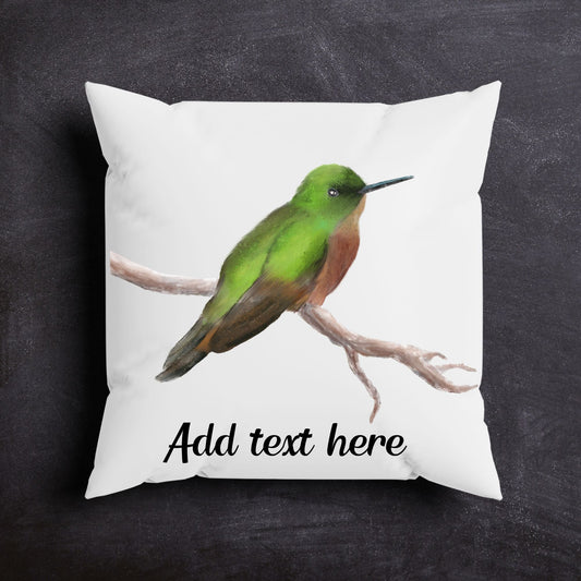 Green Hummingbird Pillow - MerikaArt
