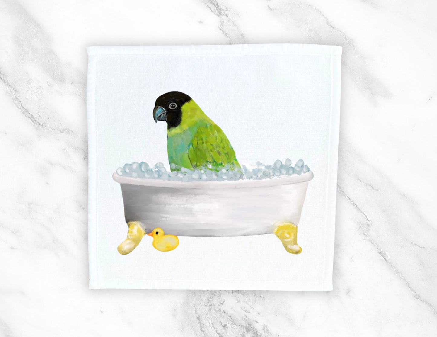 Green Parrot Bath Time Washcloth - MerikaArt