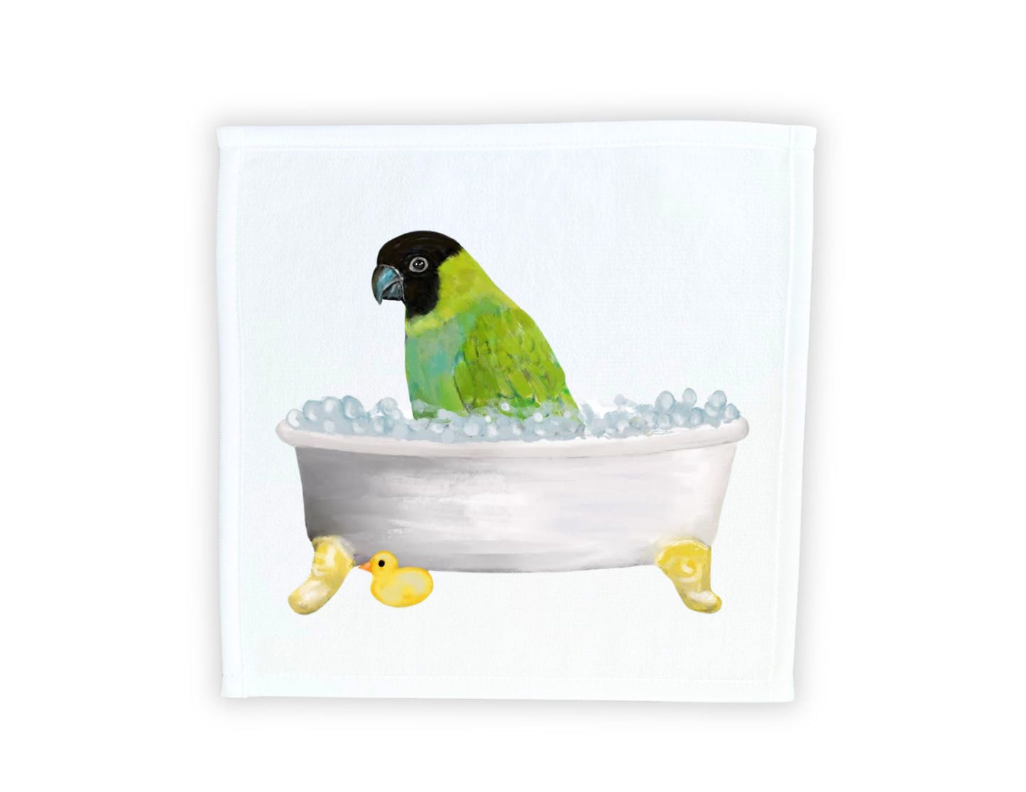 Green Parrot Bath Time Washcloth - MerikaArt