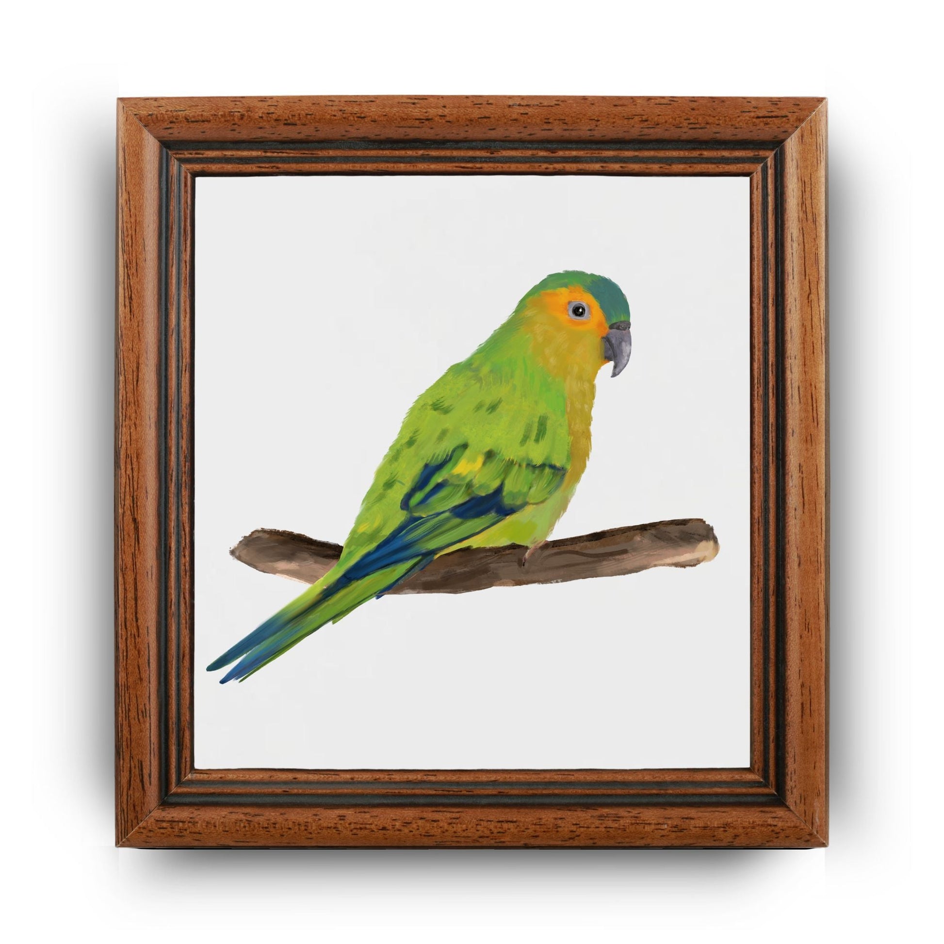 Green Parrot Ceramic Tile - MerikaArt