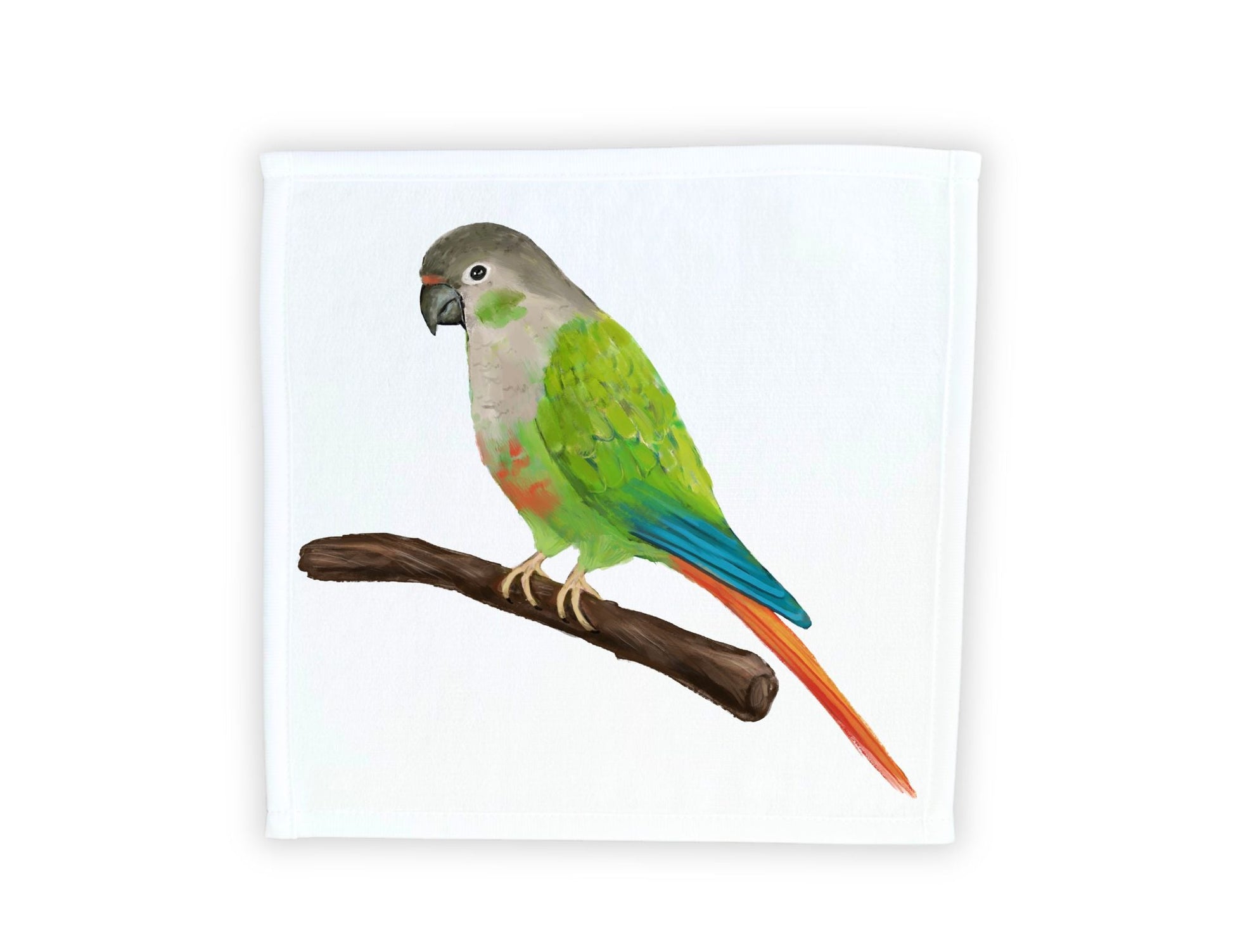 Green Parrot Washcloth - MerikaArt