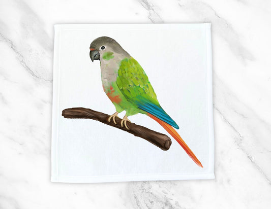 Green Parrot Washcloth - MerikaArt