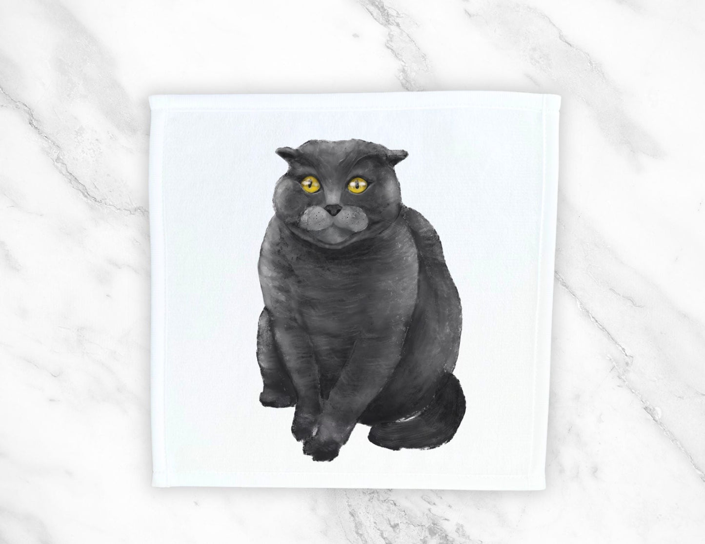 Grey Cat Washcloth - MerikaArt